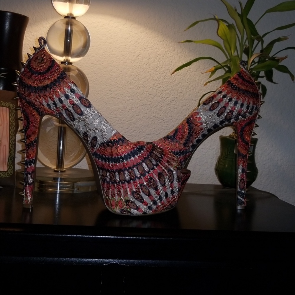 Spiked multi color heels